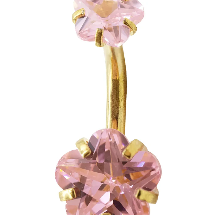 Piercing Ombligo Dorado Flor Joyas Bjfl03 1.6x10x5/10 1und 1