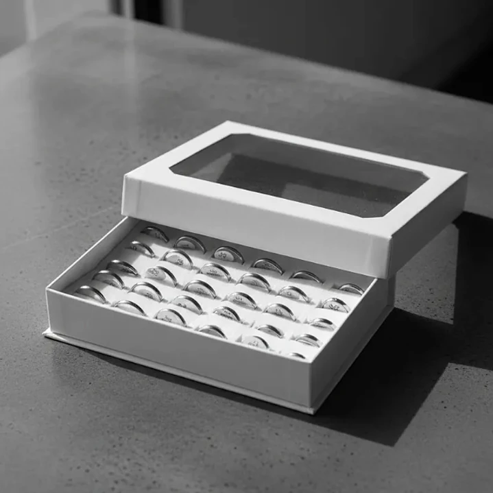 Caja Anillos Ilusión 3mm Acero Platea 36 Unds Med #17 Al #21 4