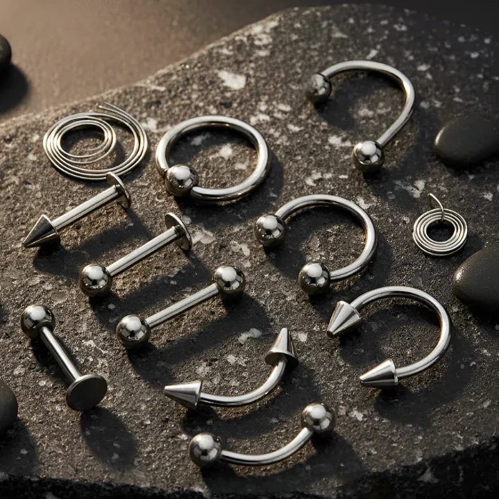 Piercing Mix Modelos Acero Quirurgico 316 L, 1.2x8x3 ,8 Unds 4