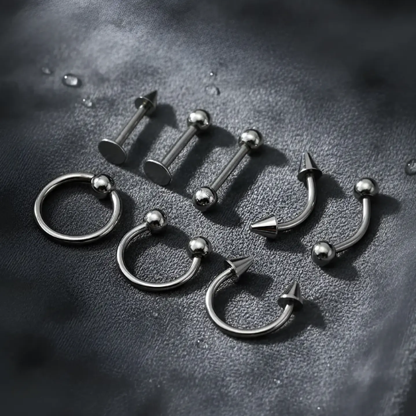 Piercing Mix Modelos Acero Quirurgico 316 L, 1.2x8x3 ,8 Unds 5