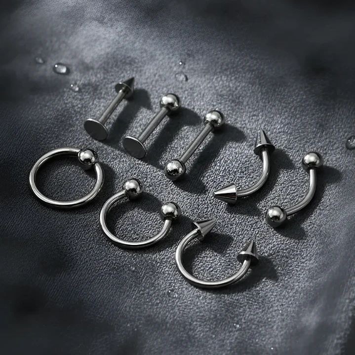 Piercing Mix Modelos Acero Quirurgico 316 L, 1.2x8x3 ,8 Unds 5