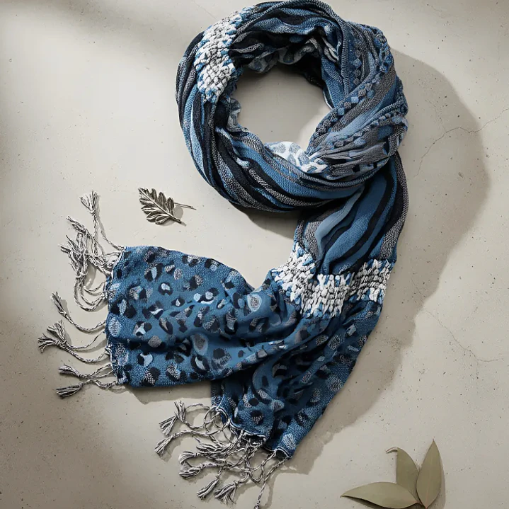 Bufanda Panuelo De Algodon Bf03 C/celeste ,gris ,blan  1 Und 5