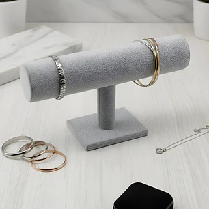 Exhibidor Mostrario Pulseras Relojes Terciopelo Gris 1 Tubo