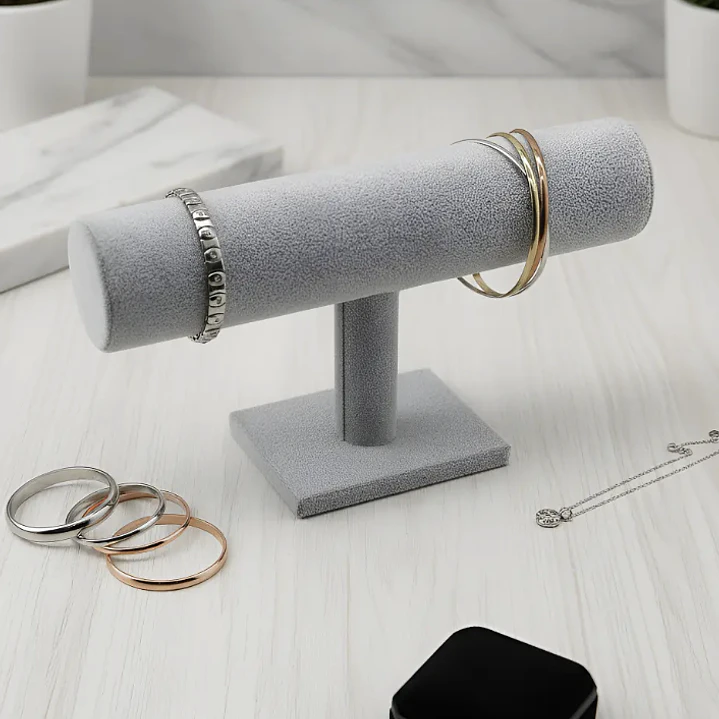 Exhibidor Mostrario Pulseras Relojes Terciopelo Gris 1 Tubo 1