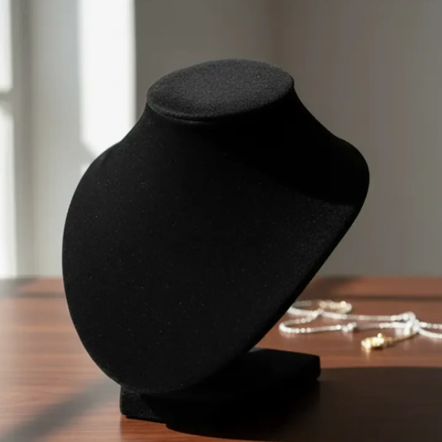 Exhibidor Mostrario Cuello Redondo Chico Terciopelo Negro 6