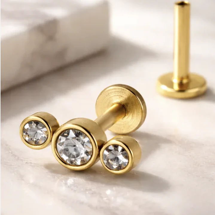 Piercing Lbjmbgd03a Helix Con 3 Piedras Color Dorad 316l 1un 3