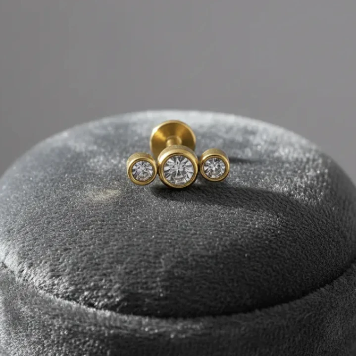 Piercing Lbjmbgd03a Helix Con 3 Piedras Color Dorad 316l 1un 5