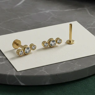 Piercing Lbjmbgd03a Helix Con 3 Piedras Color Dorad 316l 1un
