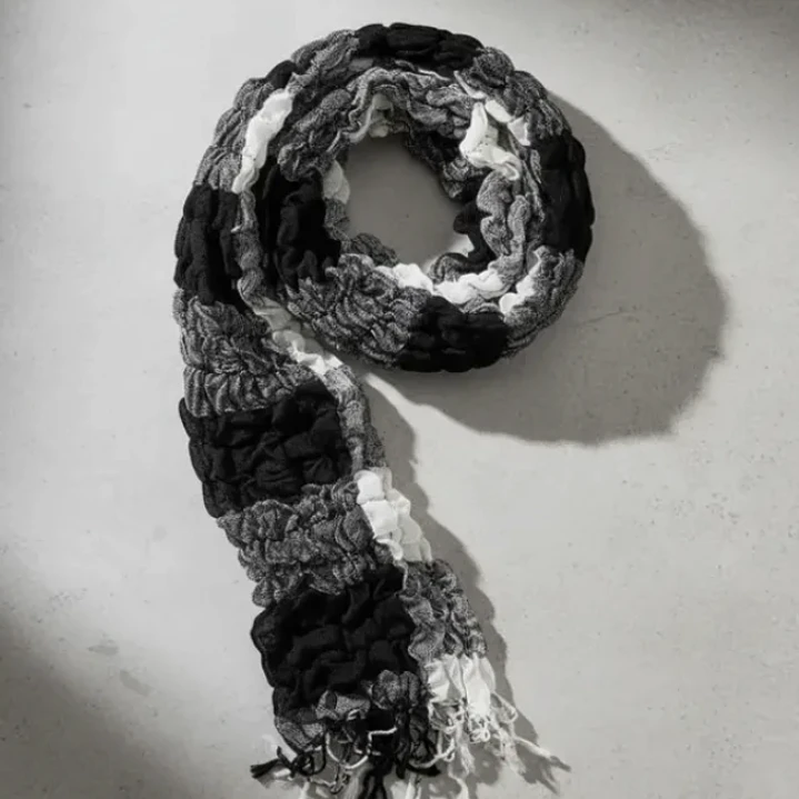 Bufanda Panuelo De Algodon Bf04  C/ Negro,gris Y Blan  1 Und 4