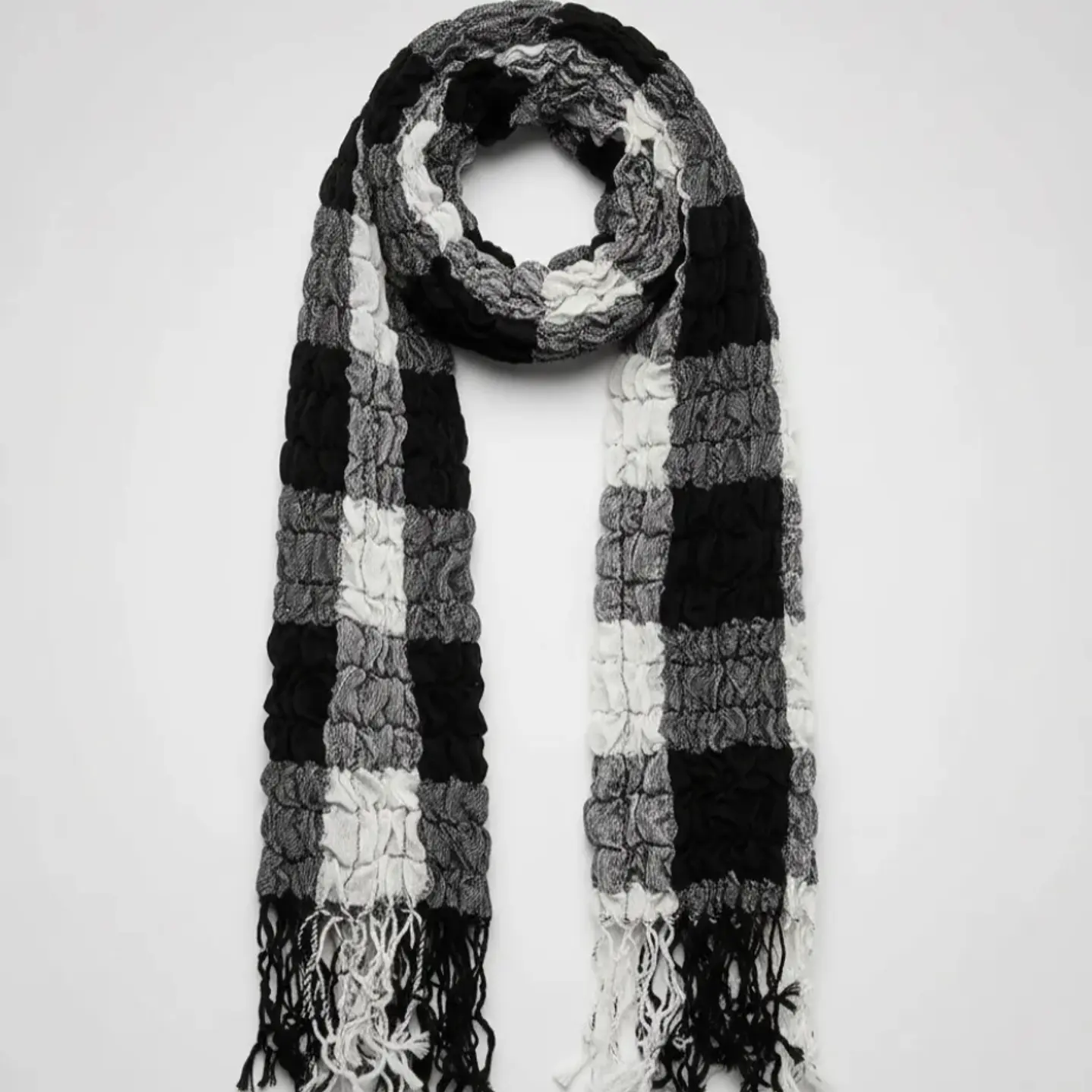 Bufanda Panuelo De Algodon Bf04  C/ Negro,gris Y Blan  1 Und 5