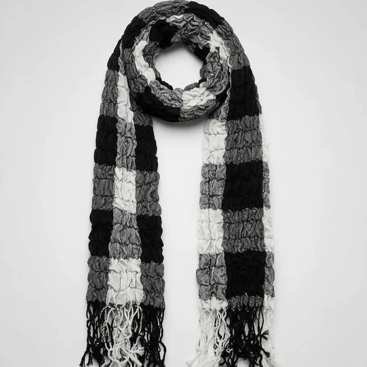 Bufanda Panuelo De Algodon Bf04  C/ Negro,gris Y Blan  1 Und 5