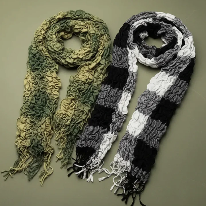 Bufanda Panuelo De Algodon Bf04  C/ Negro Y Verde 2 Undades 3