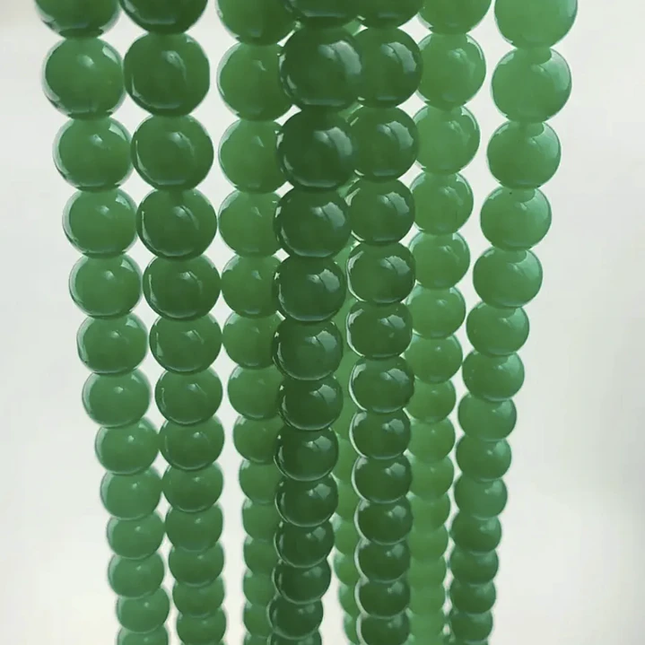 Tiras Cuentas De Vidrio Redonda 8mm Color Verde-01 3 Tiras  1