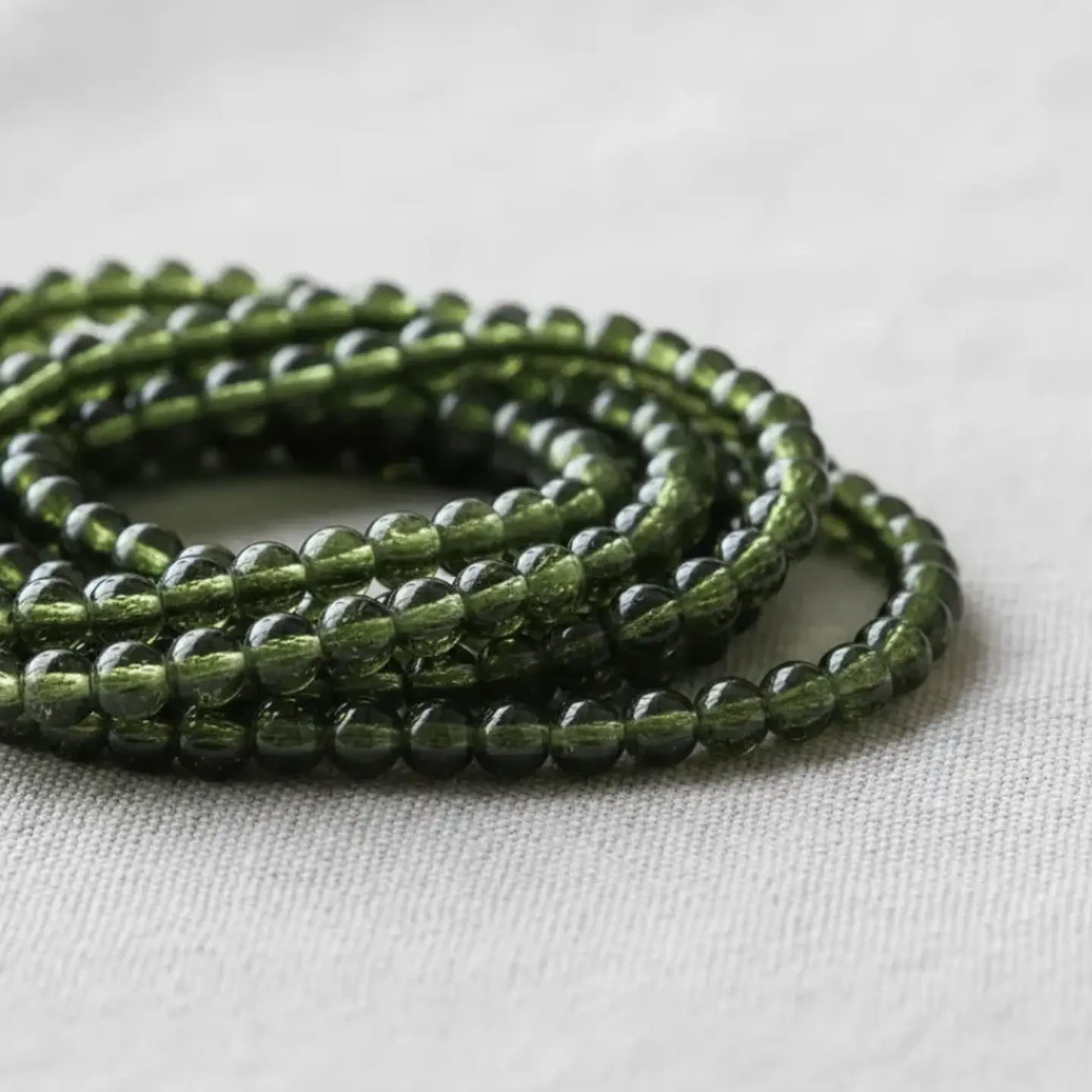 Tiras Cuentas De Vidrio Redonda 8mm Color Verde Musgo 6tiras 5