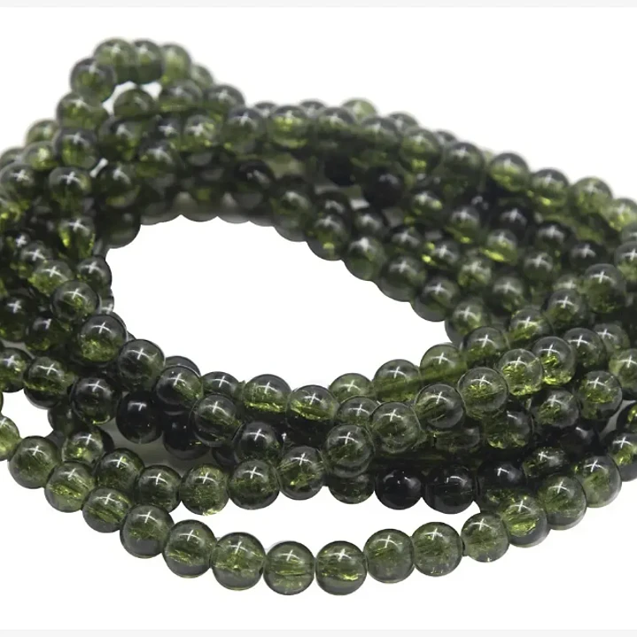 Tiras Cuentas De Vidrio Redonda 8mm Color Verde Musgo 6tiras 10
