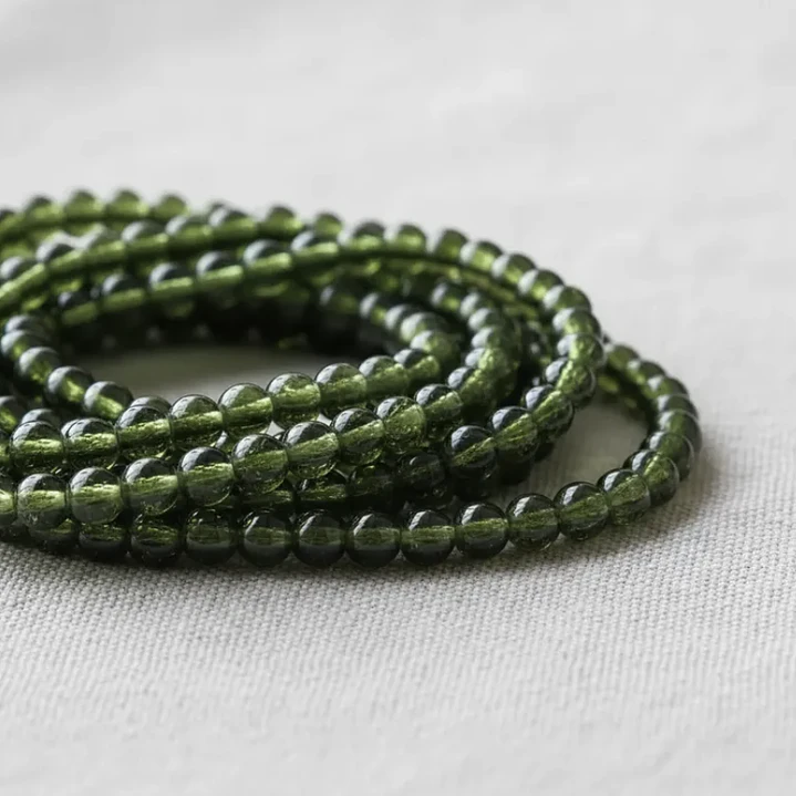 Tiras Cuentas De Vidrio Redonda 8mm Color Verde Musgo 6tiras 7