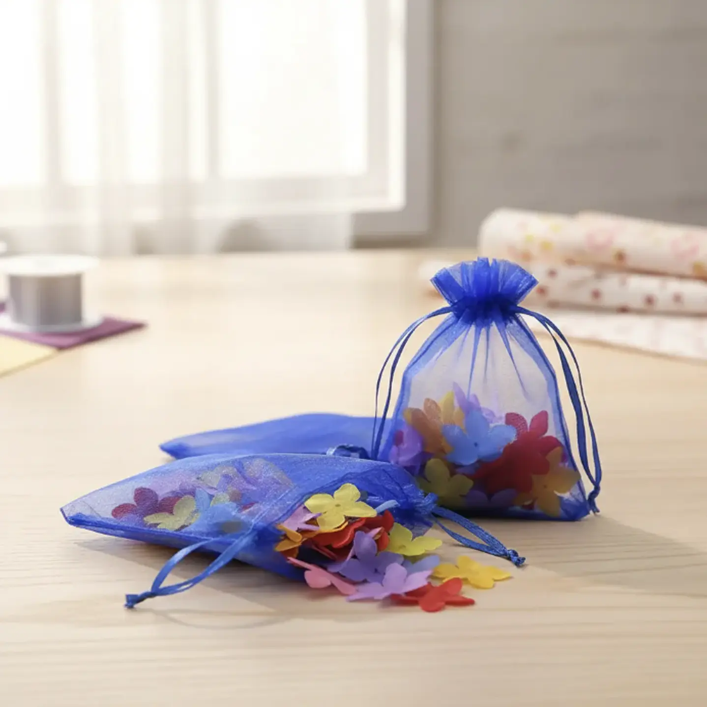 Bolsa Organza 7x9 Cms Paquete 12 Unds Color Azul 6