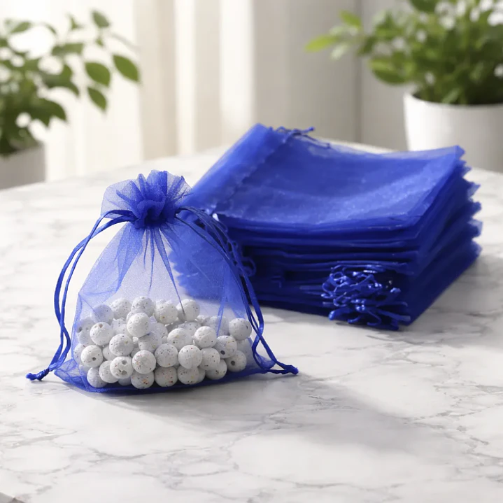Bolsa Organza 7x9 Cms Paquete 12 Unds Color Azul 2