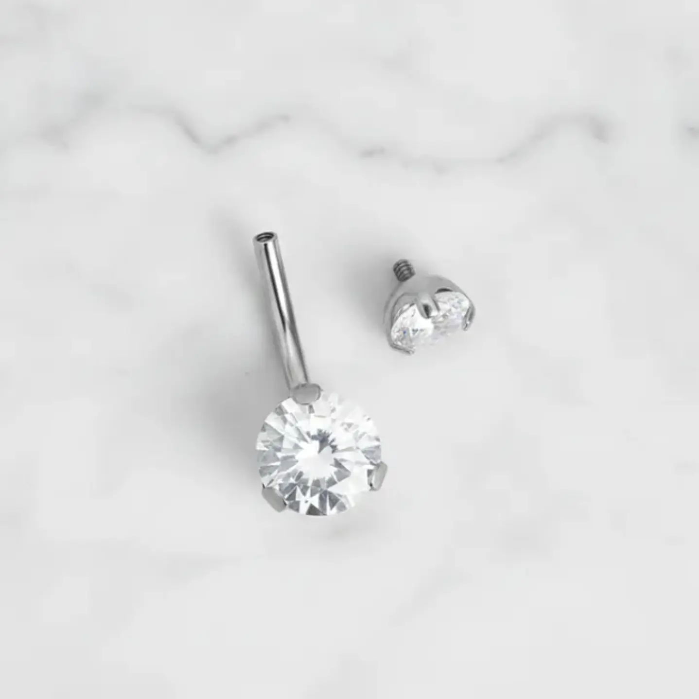  Piercing Ombligo Tb0056 2 Piedras 14gx10x5/8 Titanium  13