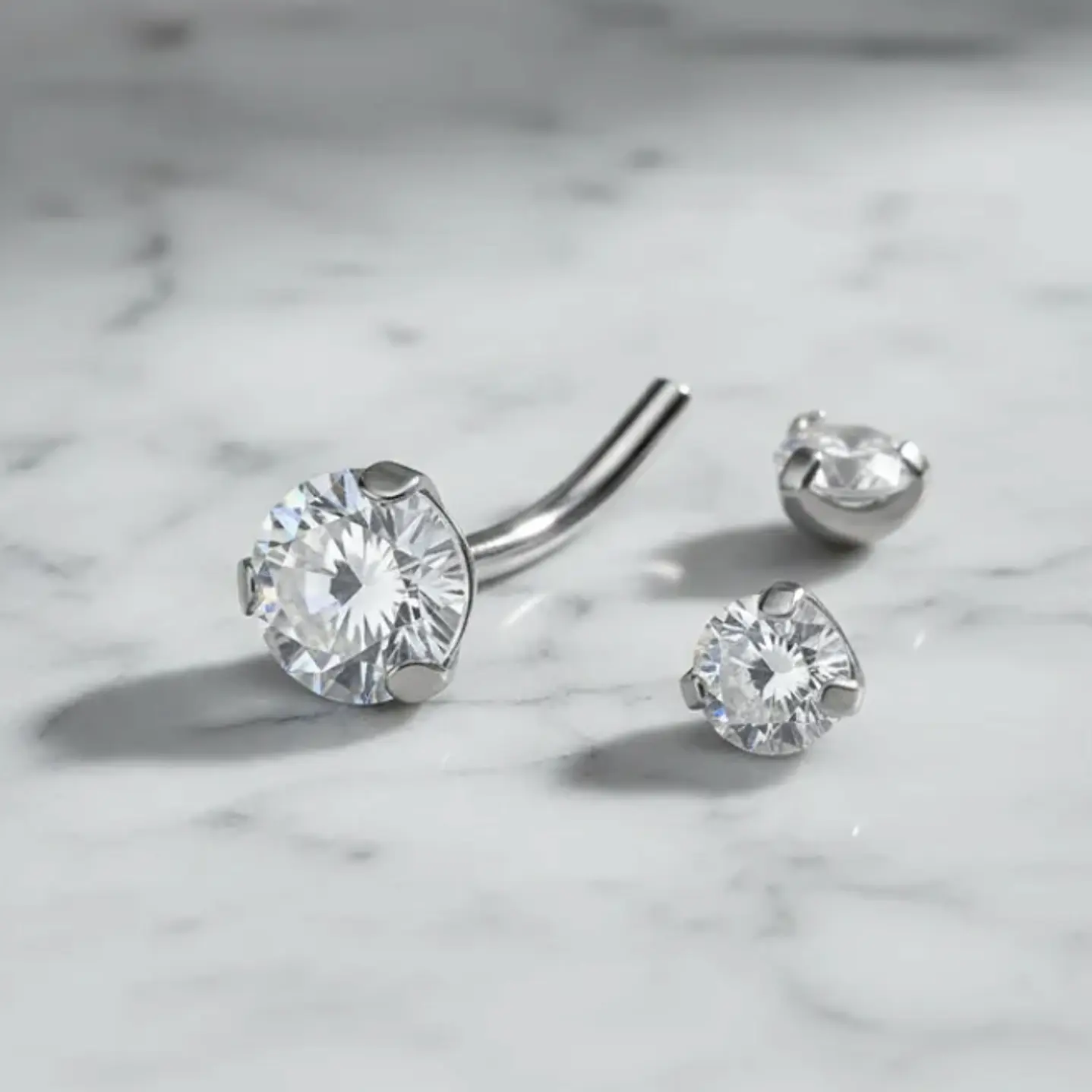  Piercing Ombligo Tb0056 2 Piedras 14gx10x5/8 Titanium  14