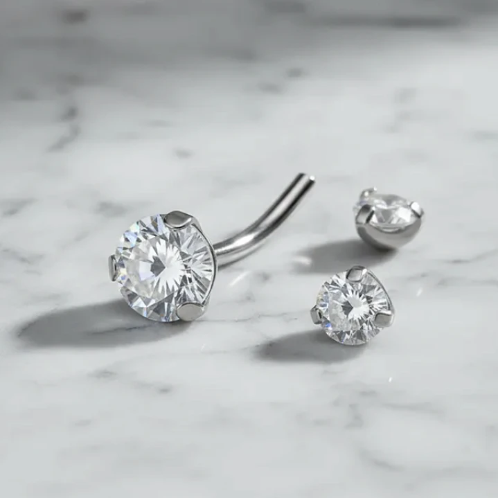  Piercing Ombligo Tb0056 2 Piedras 14gx10x5/8 Titanium  14