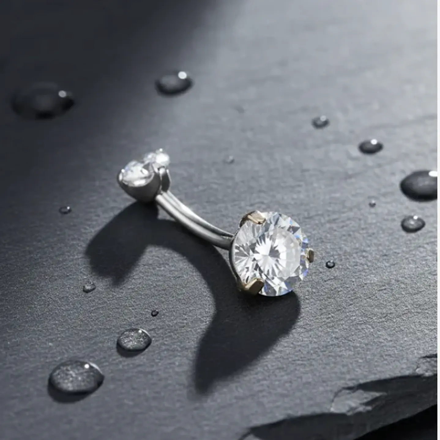  Piercing Ombligo Tb0056 2 Piedras 14gx10x5/8 Titanium  11