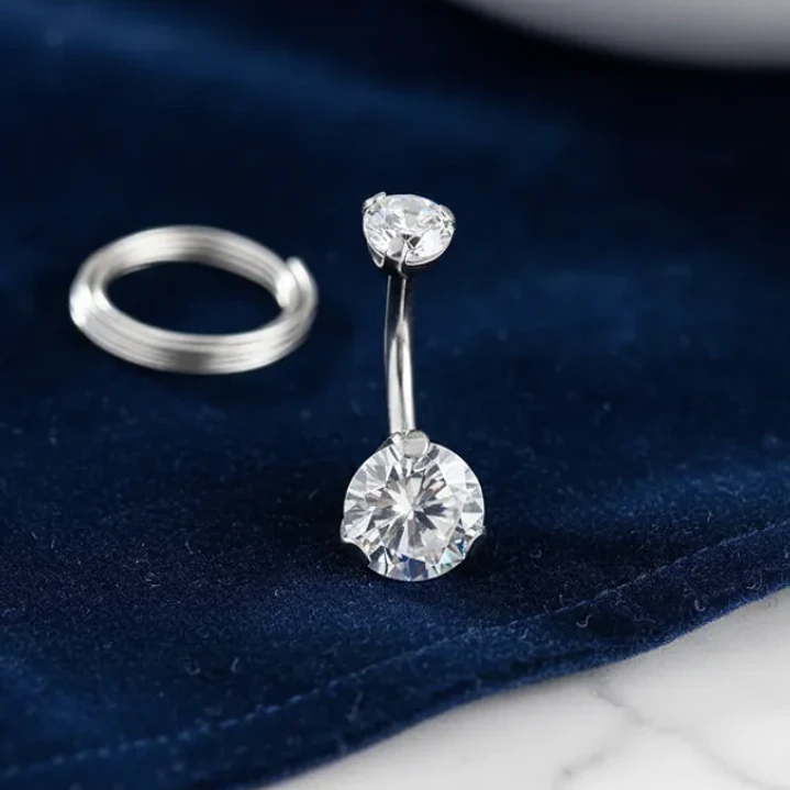  Piercing Ombligo Tb0056 2 Piedras 14gx10x5/8 Titanium  3