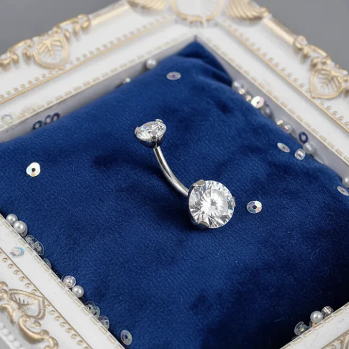  Piercing Ombligo Tb0056 2 Piedras 14gx10x5/8 Titanium  4