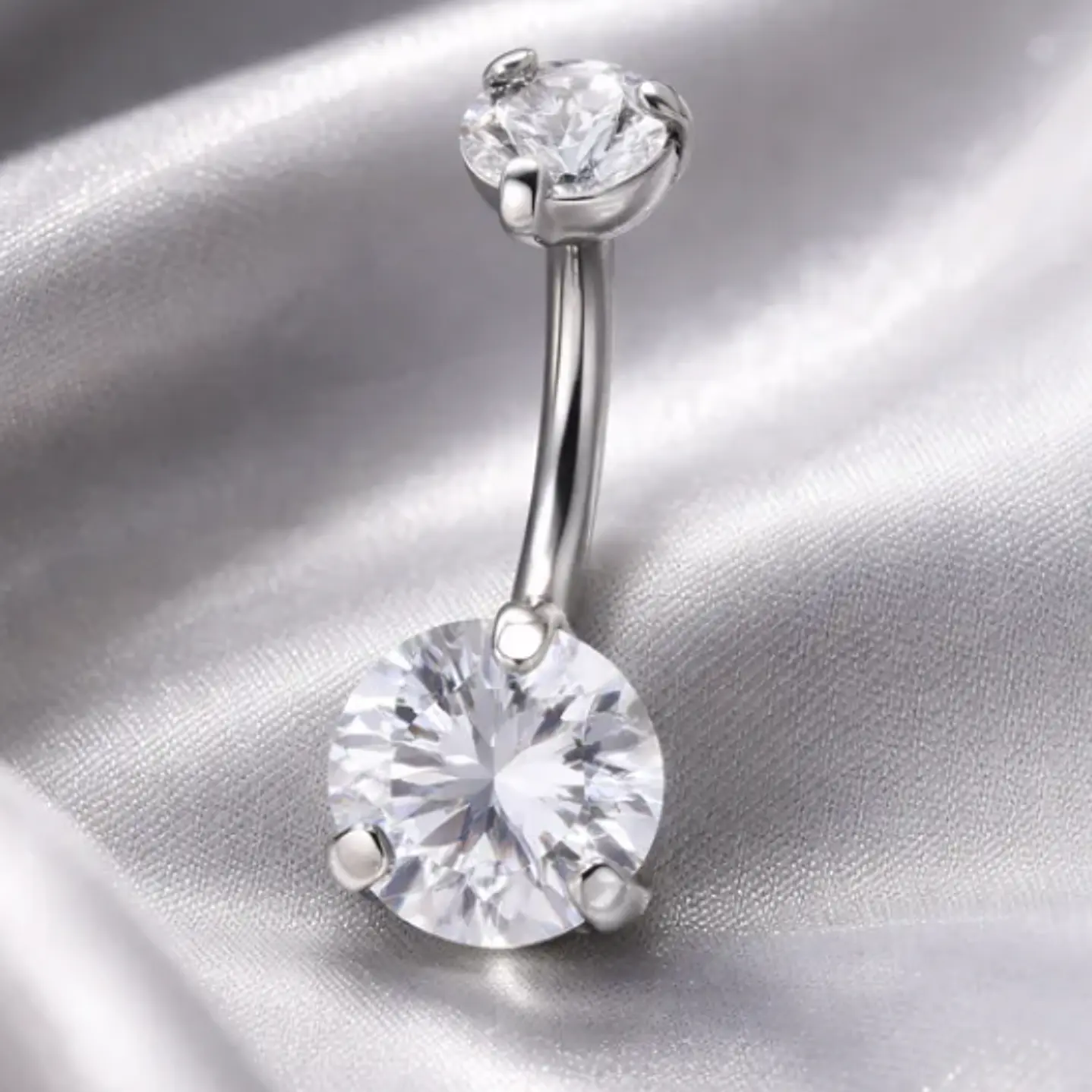  Piercing Ombligo Tb0056 2 Piedras 14gx10x5/8 Titanium  1