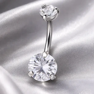  Piercing Ombligo Tb0056 2 Piedras 14gx10x5/8 Titanium 