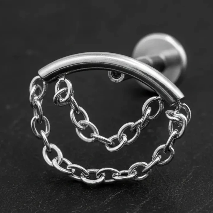 Piercing Labret  Helix Con  2 Cadenas  Lbc04 1.2x8 1 Und 5