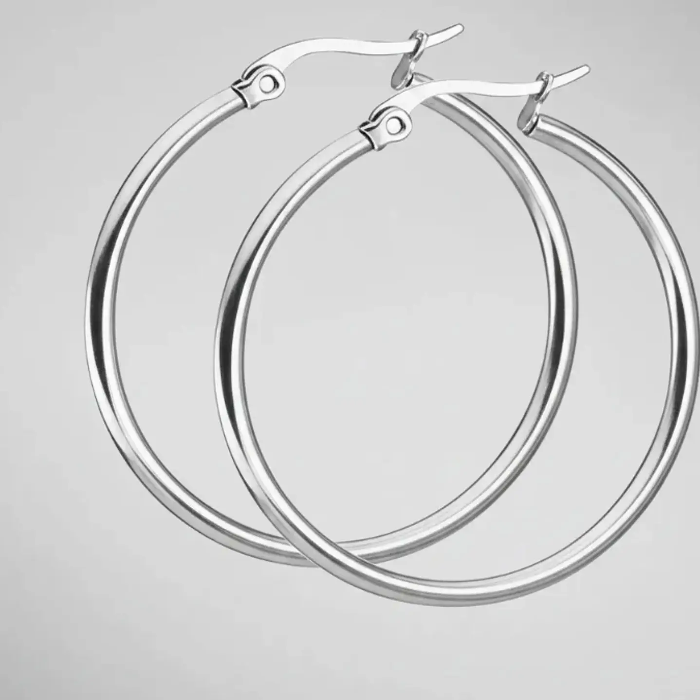 Aros Argolla Acero Quirurgico ,varias Medidas Pack 5 Pares Color Plateado 4