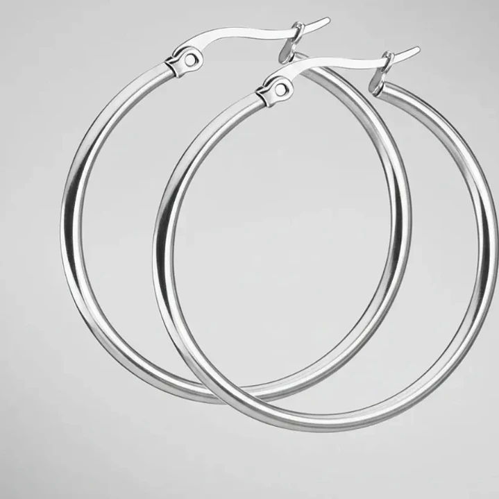 Aros Argolla Acero Quirurgico ,varias Medidas Pack 5 Pares Color Plateado 4