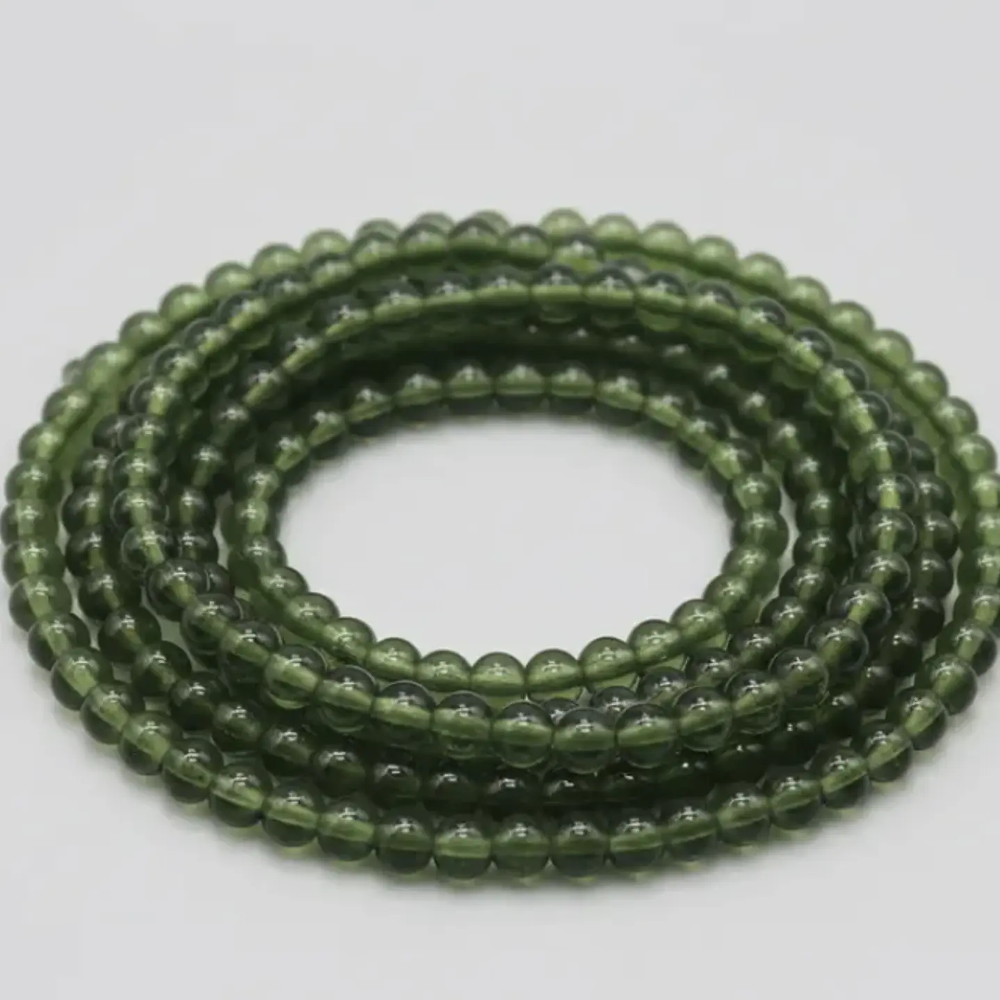 Tiras Cuentas De Vidrio Redonda 6mm Color Verde Musgo 6tiras 7