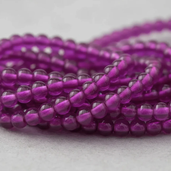 Tiras Cuentas De Vidrio Redonda 6mm Color Fucsia 6 Tiras . 3