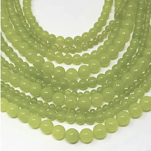 Tiras Cuentas Vidrio Ambar Redonda 6mm C/ Verde Jade 6 Tiras 