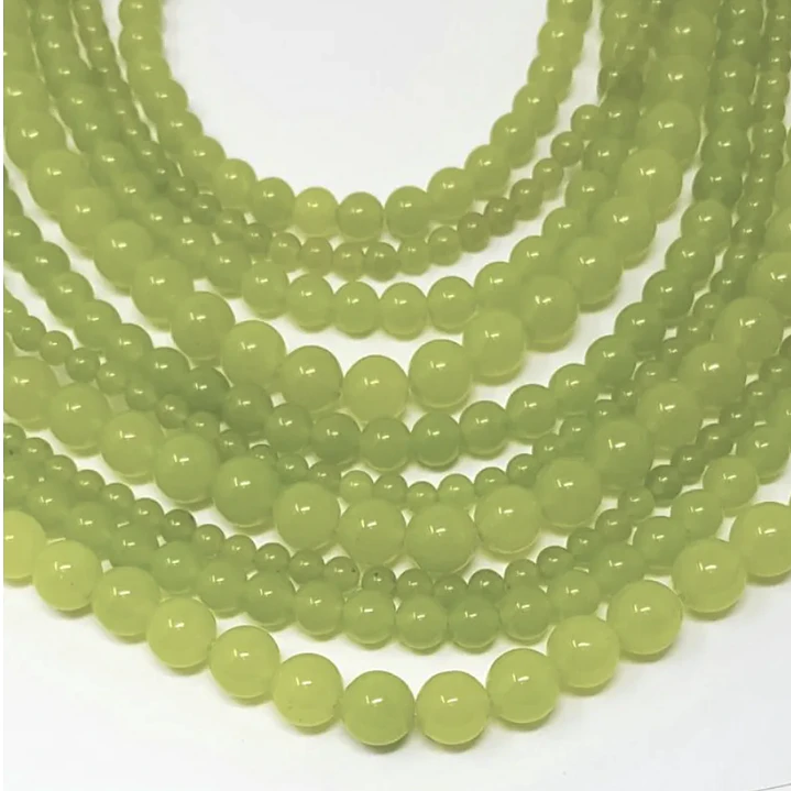 Tiras Cuentas Vidrio Ambar Redonda 6mm C/ Verde Jade 6 Tiras  1