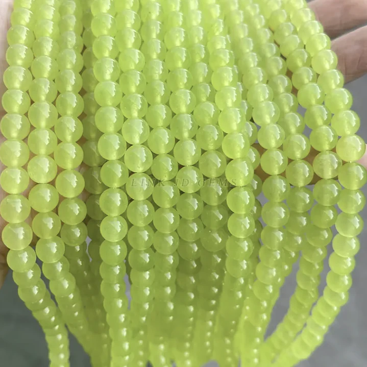 Tiras Cuentas Vidrio Ambar Redonda 6mm C/ Verde Jade 6 Tiras  5