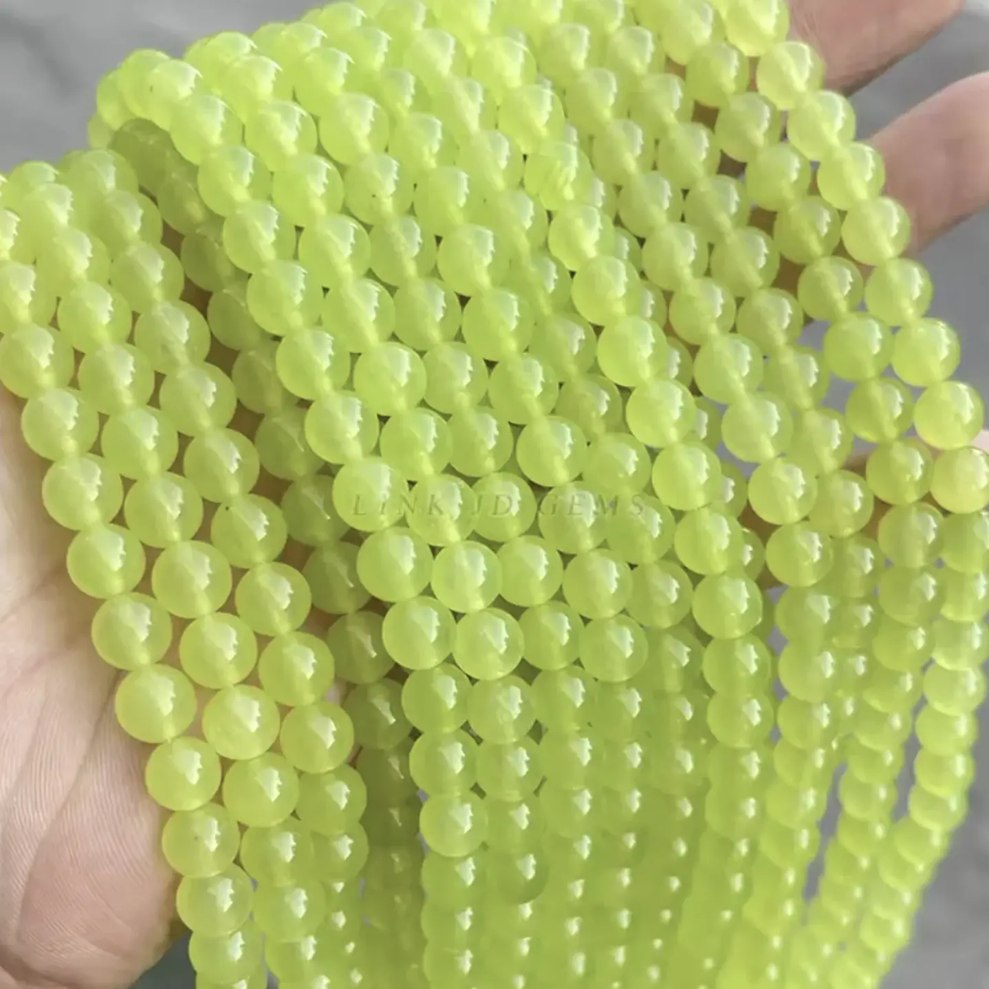 Tiras Cuentas Vidrio Ambar Redonda 6mm C/ Verde Jade 6 Tiras  3