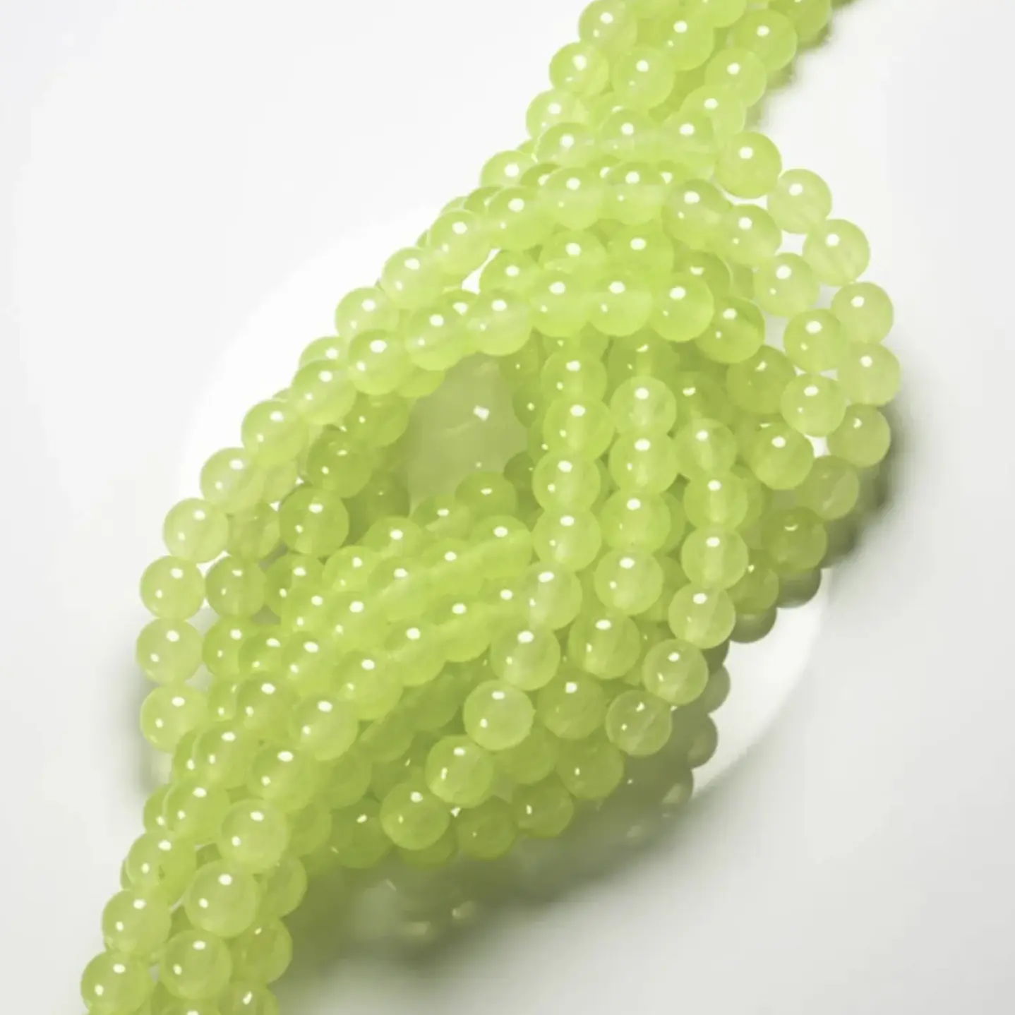 Tiras Cuentas Vidrio Ambar Redonda 6mm C/ Verde Jade 6 Tiras  6