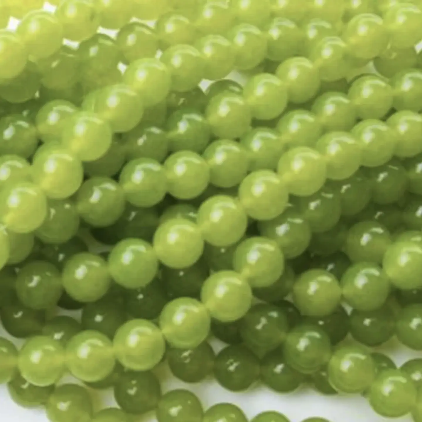 Tiras Cuentas Vidrio Ambar Redonda 6mm C/ Verde Jade 6 Tiras  2