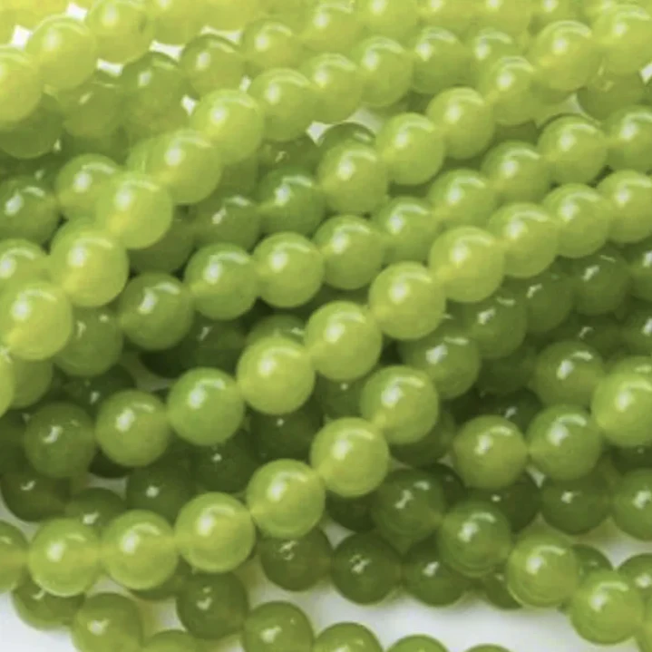 Tiras Cuentas Vidrio Ambar Redonda 6mm C/ Verde Jade 6 Tiras  2