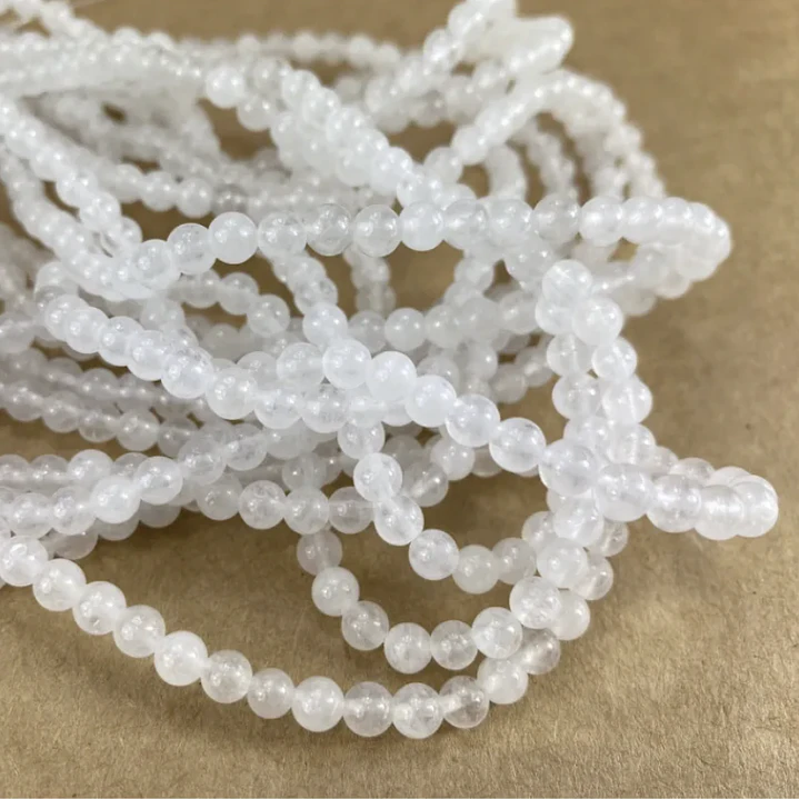 Tiras Cuentas Vidrio Ambar Redonda 6mm Color Blanco 6 Tiras 7