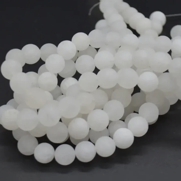 Tiras Cuentas Vidrio Ambar Redonda 6mm Color Blanco 6 Tiras 5