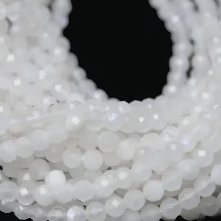 Tiras Cuentas Vidrio Ambar Redonda 6mm Color Blanco 6 Tiras 10