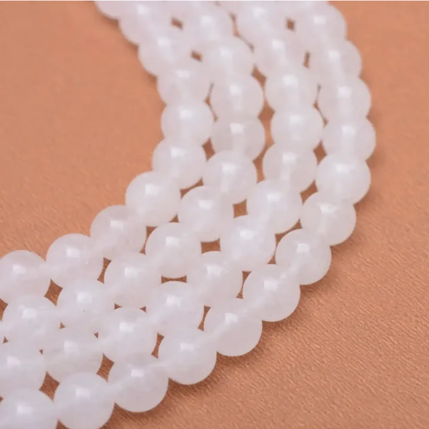 Tiras Cuentas Vidrio Ambar Redonda 6mm Color Blanco 6 Tiras 2
