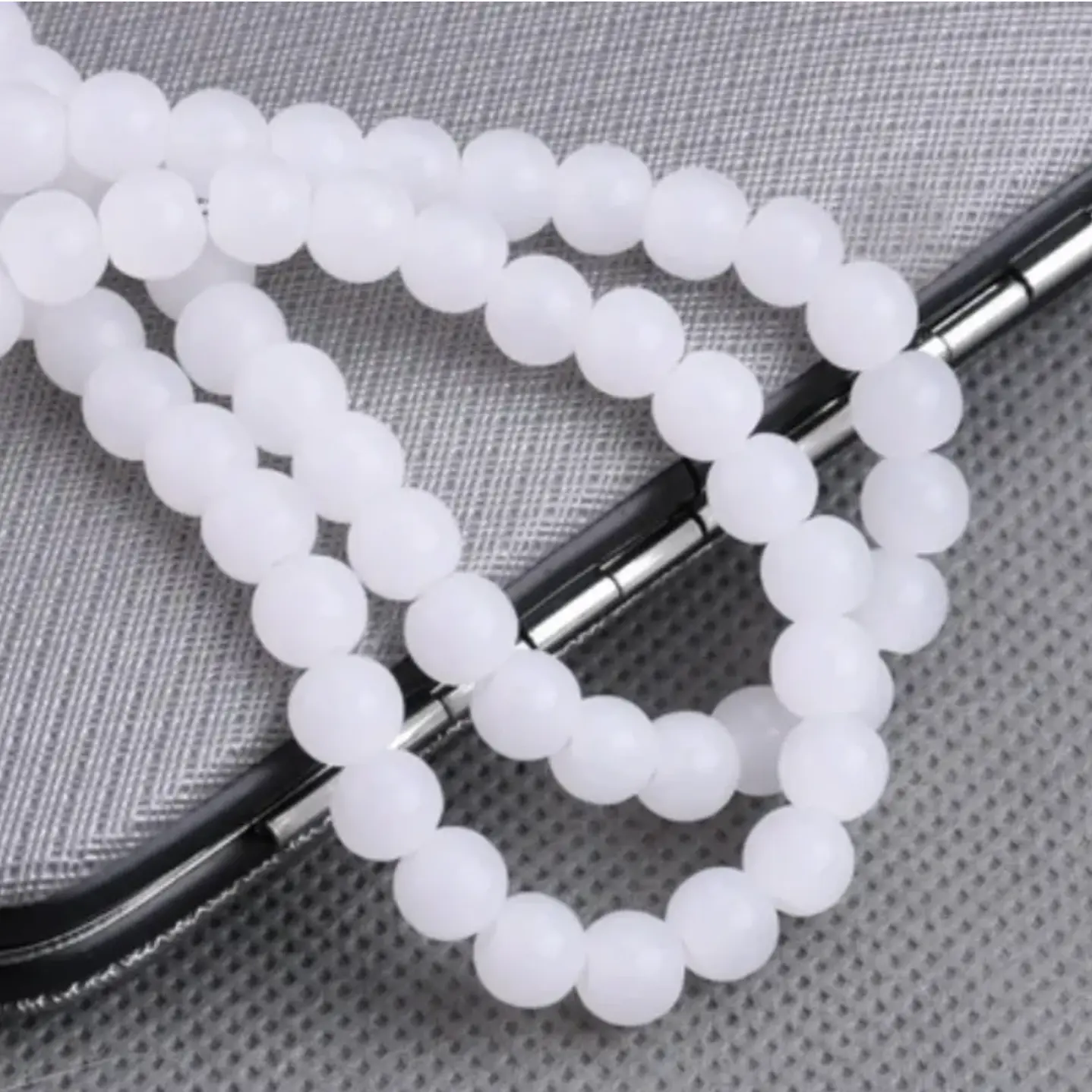 Tiras Cuentas Vidrio Ambar Redonda 6mm Color Blanco 6 Tiras 3
