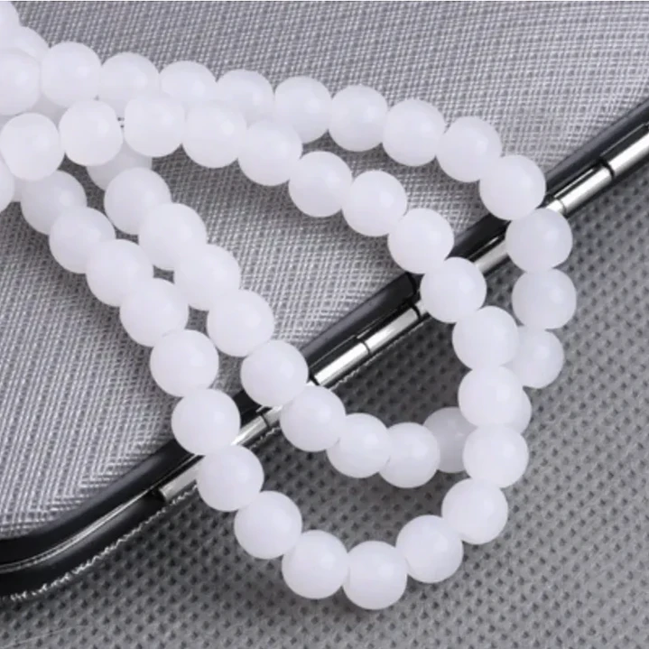 Tiras Cuentas Vidrio Ambar Redonda 6mm Color Blanco 6 Tiras 3