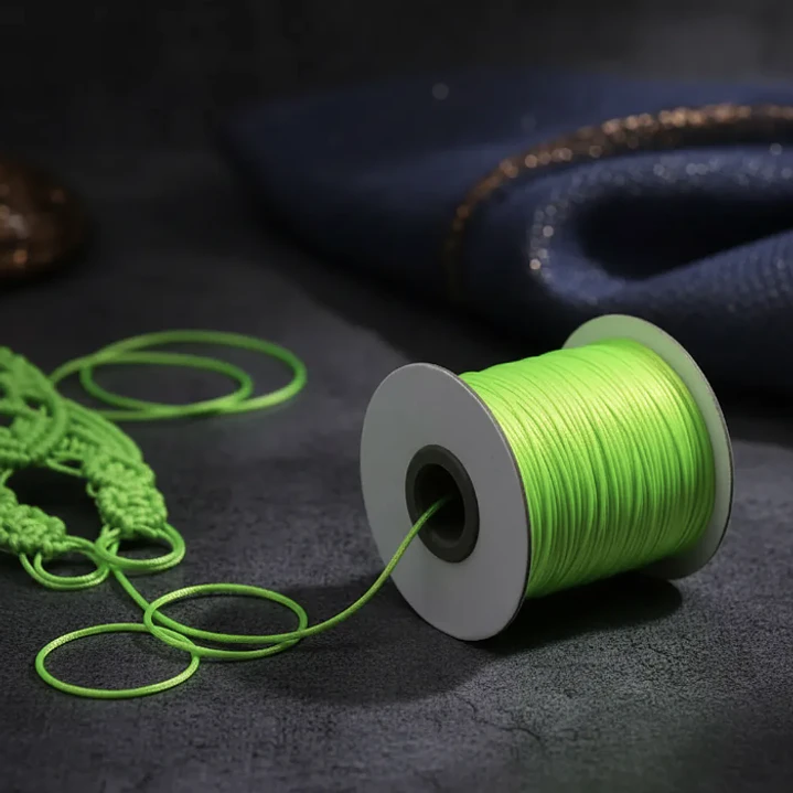 Cordón Tripolino Macramé 1,5mm Rollo 100 Mts Verde Fluor 2