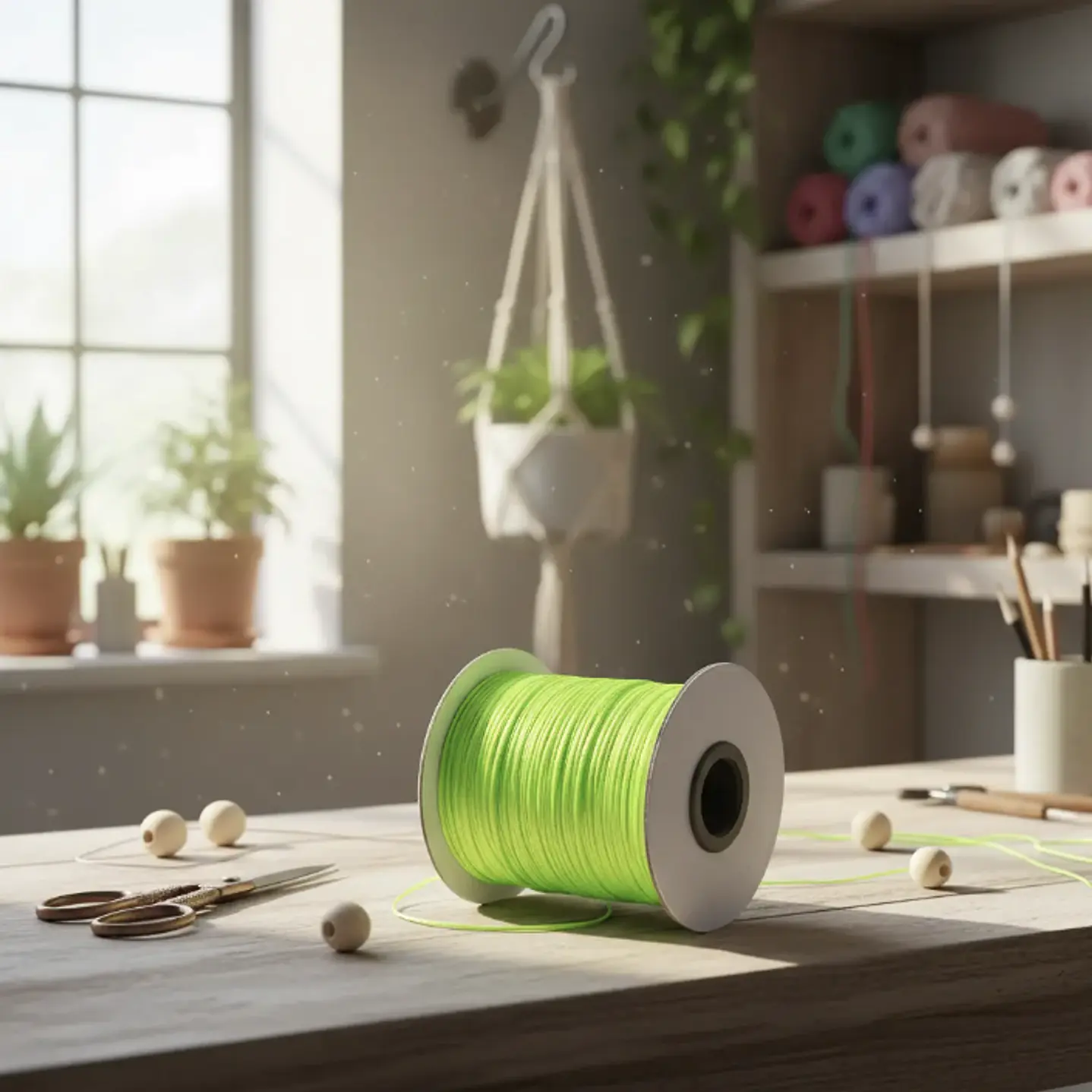 Cordón Tripolino Macramé 1,5mm Rollo 100 Mts Verde Fluor 3